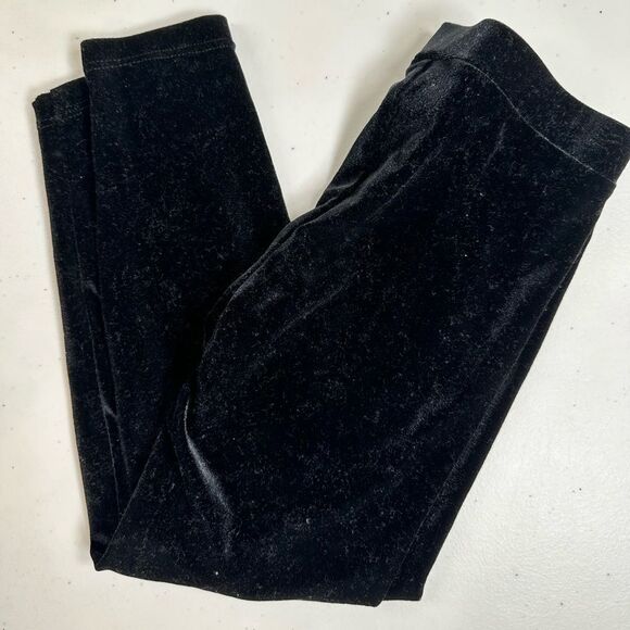 NWT Chaser Girls Black Velvet Ankle Leggings Elastic Waist - Size 6 - Picture 3 of 6